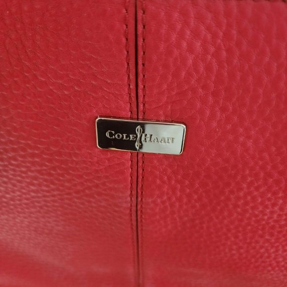 LARGE Cole Haan Red soft Leather Shoulder Hobo Bag travel bag - Picture 6 of 6